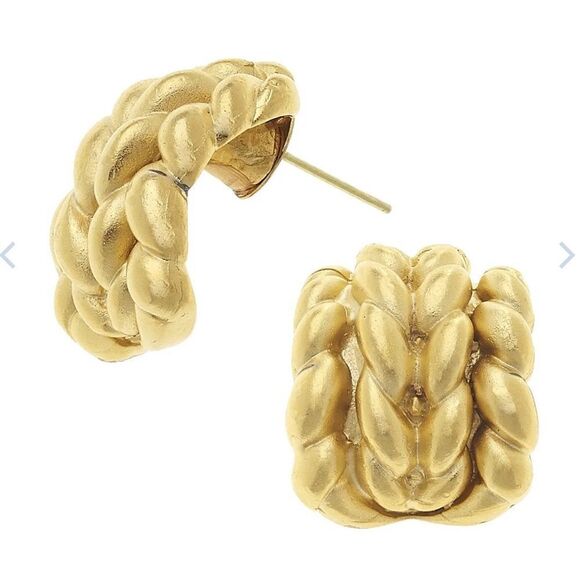 SUSAN SHAW Gold Sculptural Textured Earrings - Picture 1 of 4